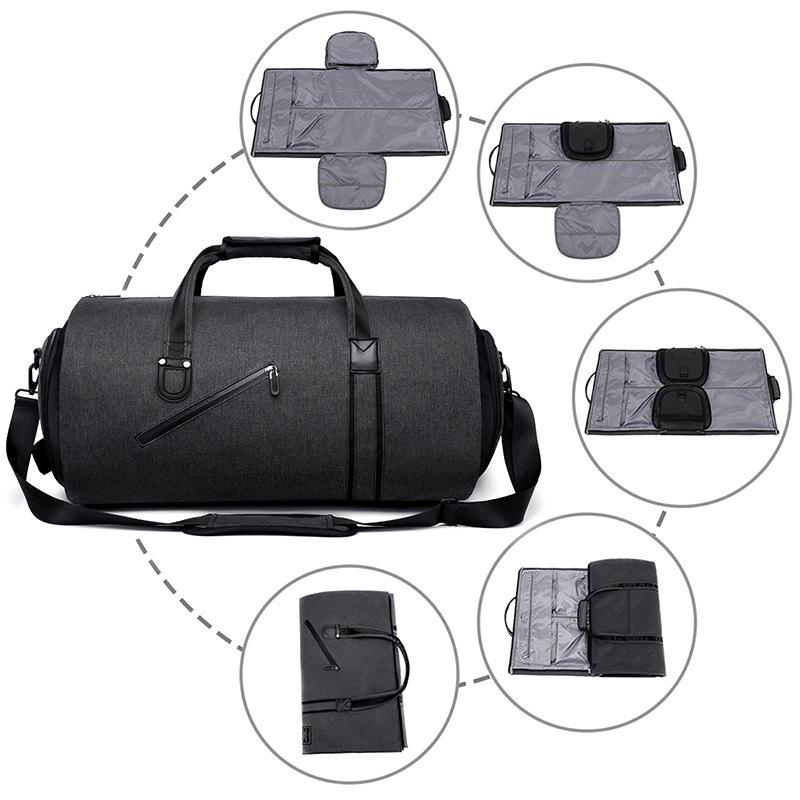 Foldable Business Travel Bag: Large Capacity, Wet/Dry Separation, Luggage Handle Attachment