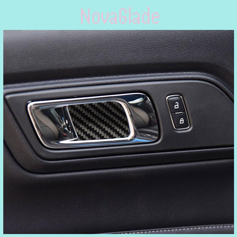 Premium Carbon Fiber Inner Door Handles Bowl Trim Cover Decal For Ford Mustang 2015-2017