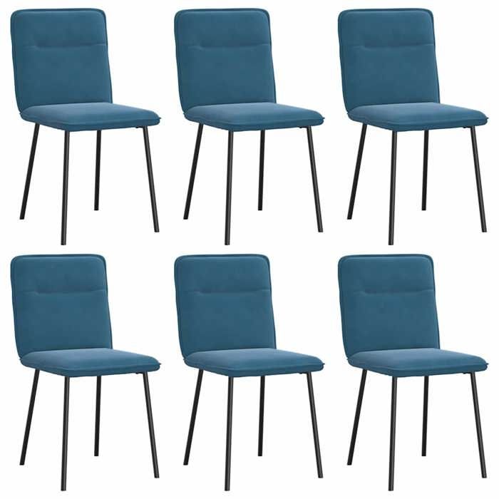 VidaXL Chaises à manger lot de 6 bleu velours, chaise, chaise de salon, chaise d'accent, chaise de cuisine, siège de salle à 3315589