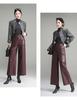 2025 Autumn/Winter Women's Black Sheepskin Leather Wide-Leg Pants
