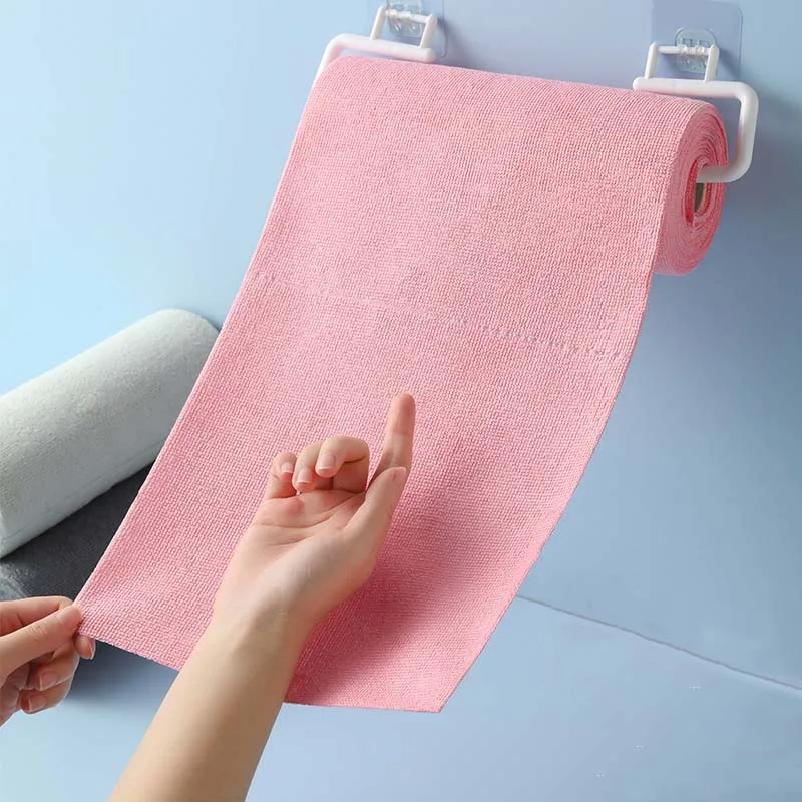 Tear-off Cleaning Cloth Roll - Durable Reusable Dish Towel for Kitchen, Greaseproof and Quick Drying, Microfiber Hand-tear Rags