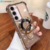 Stojak do Platerowania Przezroczyste Etui Dla Samsung Galaxy S26 Ultra S25 FE S24 S23 Plus A57 A37 A56 A36 A17 Uchwyt Miękkie Etui Z Foliami na Obiektyw