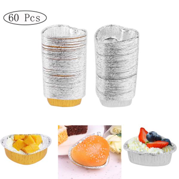 60x Heart Mold Disposable Aluminum Foil Mini Cups for Muffin Cupcake Baking Pan 60x Heart Mold Disposable Aluminum Foil Mini Cups for Muffin Cupcake Baking Pan
