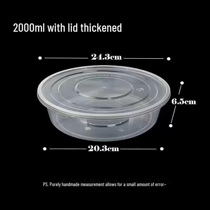Tian Yajing 2000ML Disposable Plastic Food Container with Lids, 30 Sets