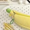Federmäppchen Große Kapazität Plüsch Simulierte Bananenform Reißverschluss Stifthalter Multifunktionaler Schreibwaren-Organizer