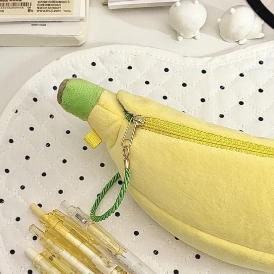 Federmäppchen Große Kapazität Plüsch Simulierte Bananenform Reißverschluss Stifthalter Multifunktionaler Schreibwaren-Organizer