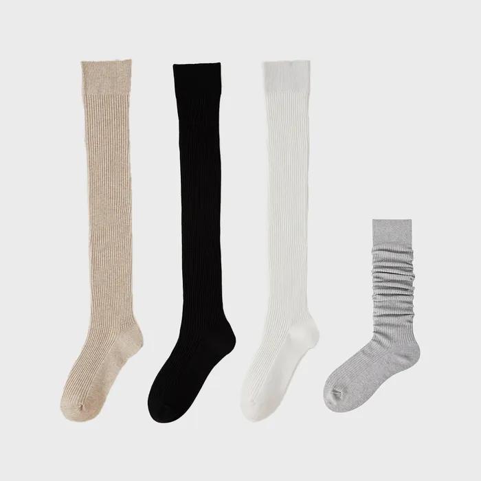 Ribbed knee-high socks 4 colors