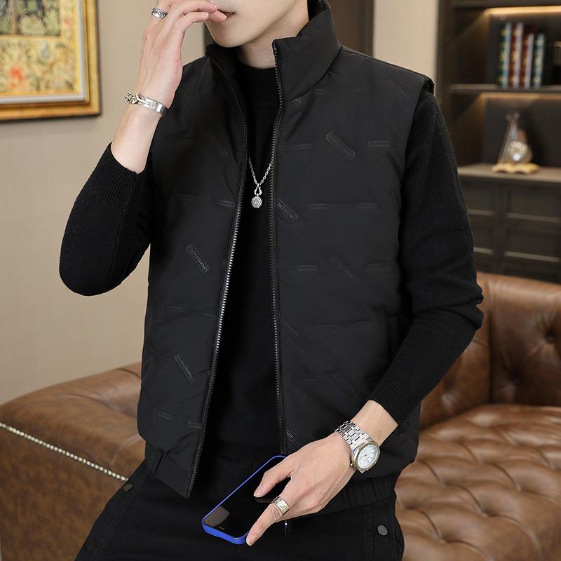 Lamb Velvet Men's Vest, Autumn and Winter Trendy Down Cotton Vest Warm and Velvet