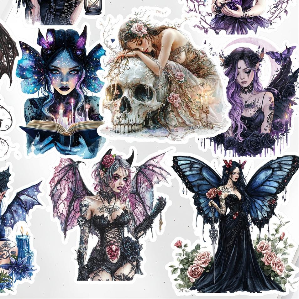 17pcs Cute Gothic rose, dark elf angel Sticker For Luggage Skateboard Phone Laptop Moto Bicycle Wall Guitar/DIY Scrapbooking