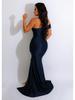 European & American Women's One-Shoulder Slit Evening Gown