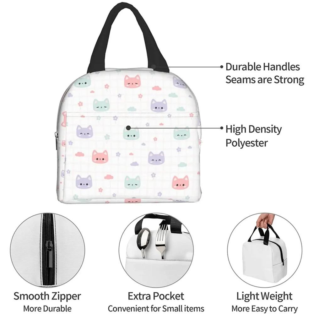 Cute Cat Head Lunch Bag Travel Box Work Bento Cooler Reusable Tote Picnic Boxes Insulated Container Lunch Bags for Women Girls