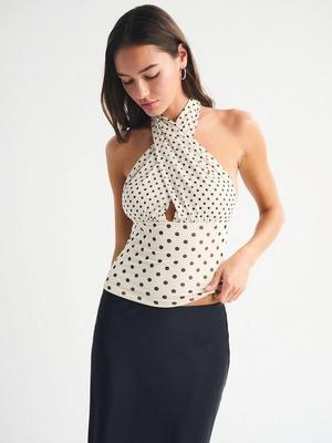 Top crop sexy a collo allacciato taglie forti Casual canottiera per Donna t-shirt estiva