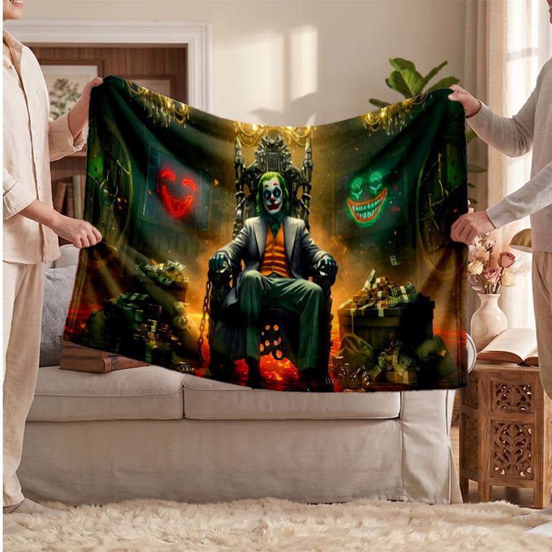 Joker Printed Flannel Blanket, Skin Friendly Warm Throw for Indoor Couch Bed Daily Use