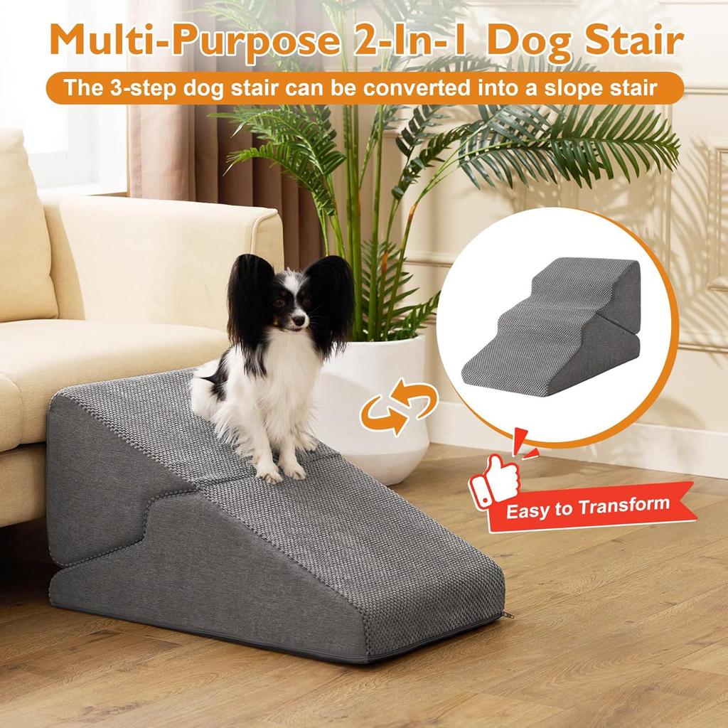 Foldable Pet Ramp Ladder for Small Medium Dogs Cats, Non-Slip Washable Steps for Sofa Bed Access with Multiple Tier Options