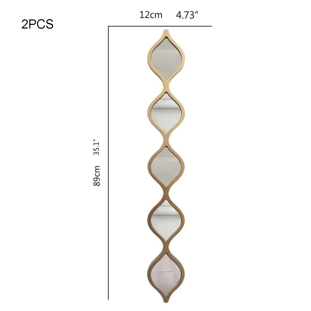 Long Strip Multi Grid Wrought Iron Mirror Wall Sticker Art Home Livingroom Background Wall Decoration Hotel Store Wall Ornaments