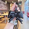 Y2K Trendy Candy Color Leather Cotton Filled Bow Keychain Sweet Bowknot Keyring Bag Pendant Backpack Hanging Decoration