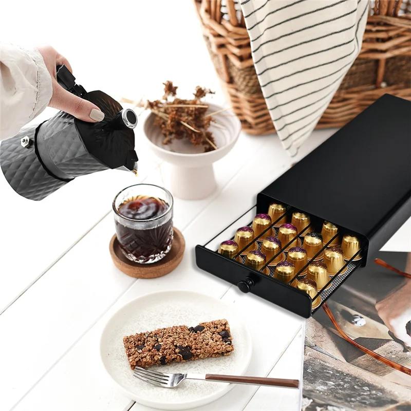 40 Pods Coffee Capsule Organizer Storage Stand Practical Coffee Drawers Capsules Holder For Coffee Capsule Drawer