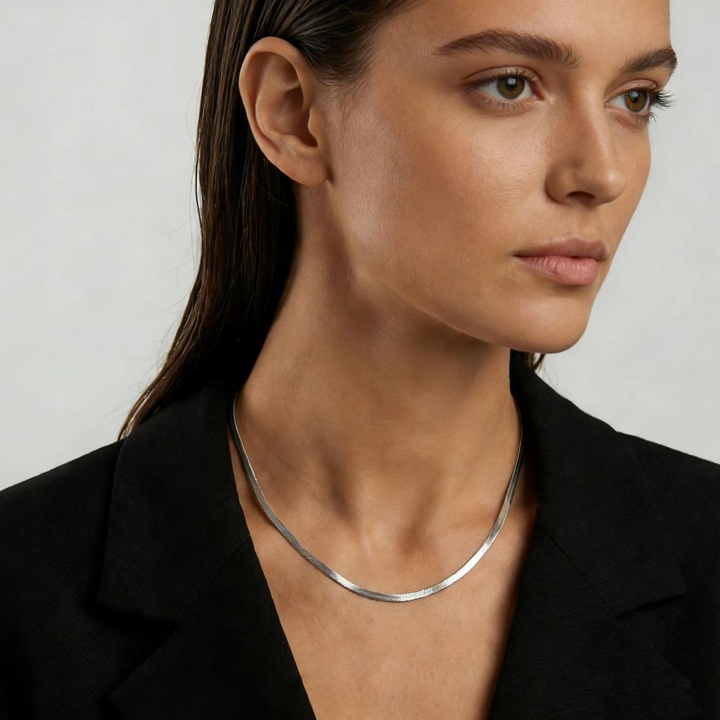 Simple Stainless Steel Flat Snake Chain Necklace for Women Fashion Punk Blade Chain Necklace Jewelry Accessories Party Gift