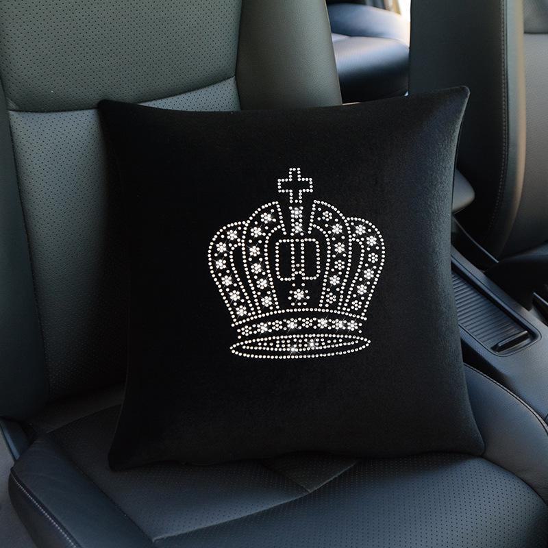 Diamond Car Headrest Pillow and Waist Cushion Set with Neck Pillow - Car Interior Comfort Kit