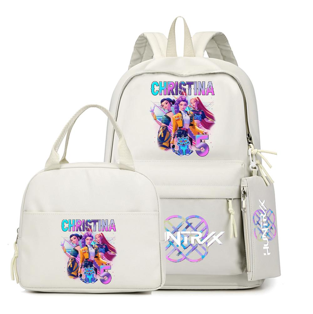 4Pcs/set Anime K-Pop Demon Hunters Printed Backpack with Handbag Pencil Case for Teenager Student Boy Girl Schoolbag Bookbag Large Capacity Travel Bag