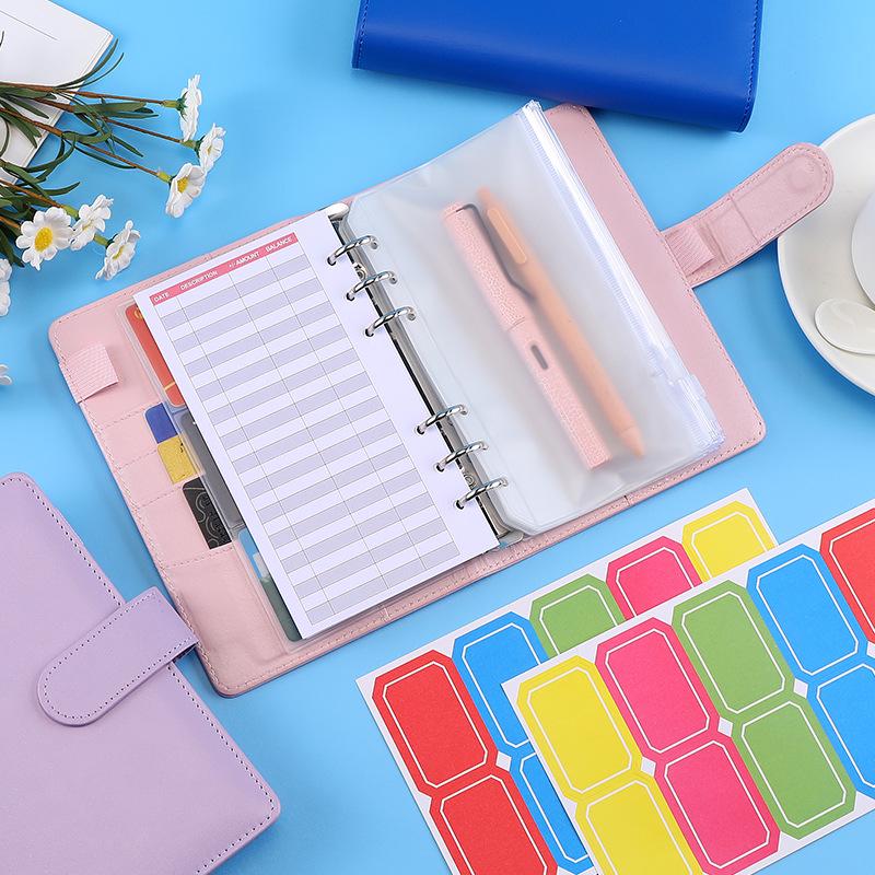 A6 Macaron Leather PU Loose-leaf Binder Notebook for Family Finance Budget Planning