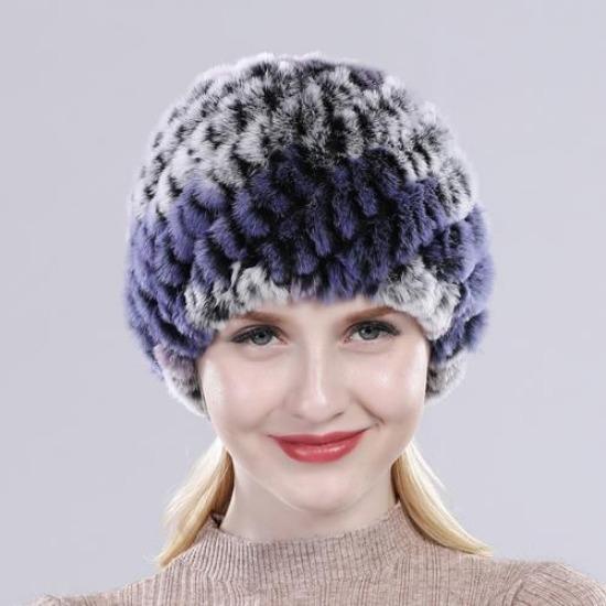 Hot Sale Russian Lady Natural Real Rex Rabbit Fur Hats Women Knitted Outdoor Rex Rabbit Fur Hat New Warm Real Fur Caps