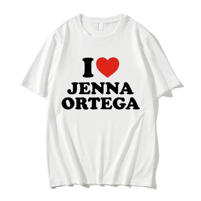 Koszulka I Love Jenna Ortega Lato Hip Hop Okrągły Dekolt Krótki Rękaw 100% Bawełna Moda Casual Oversize Damskie T-shirty Streetwear