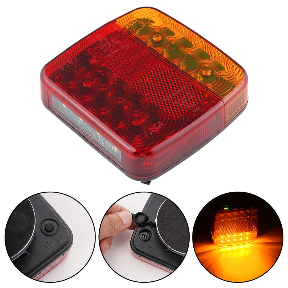 1set Wireless Magnetic Trailer Tail Light Waterproof Rechargeable Rear Taillight Signal Warning Brake Lamp Reflective Lens