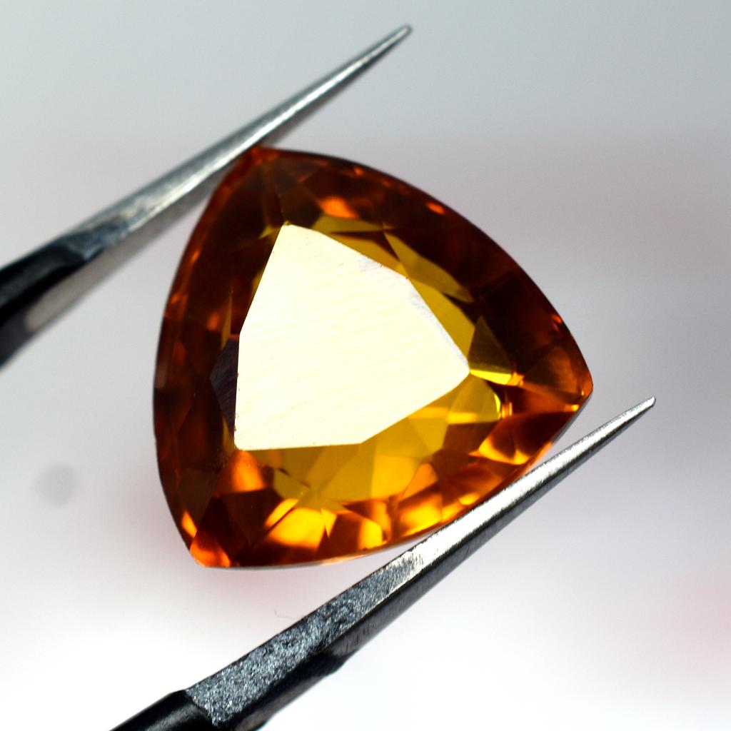 Natural Orange Sapphire Loose Gemstone Trillion Cut Shape 10.50 Ct September Birthday Birthstone