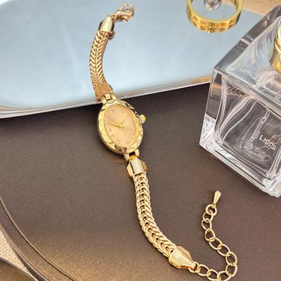 Vintage Damen Gold Kleines Zifferblatt Elegante Armbanduhr Luxus Hohe Qualität Edelstahl Damen Armband Quarz Uhr Weihnachtsgeschenk