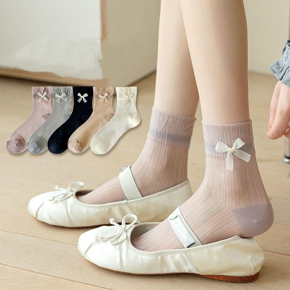 

Ультратонкие средние носки JK Calf Socks Новые носки с бантом