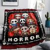 1PC Chibi Chucky Freddy Krueger Print Flannel Blanket, High quality All Seasons, Home Decor, Warmth and Comfort, Perfect for Christmas Gifts