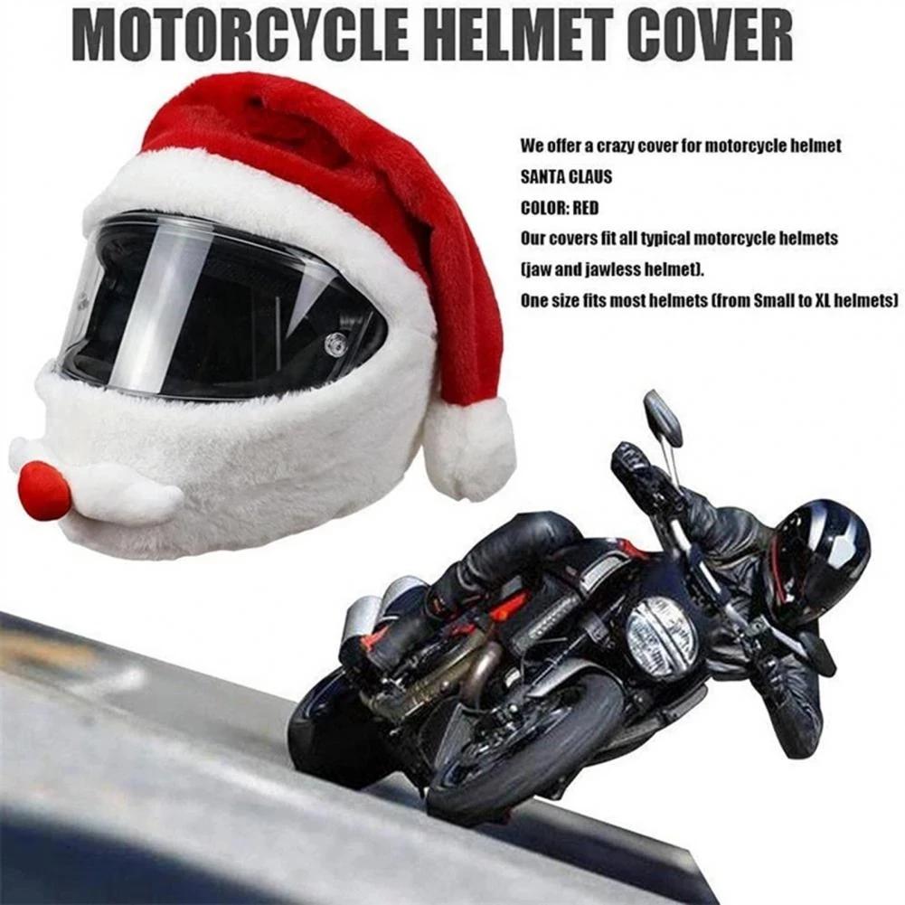 New Motorcycle Helmet Christmas Hat Plush Handmade Cute Helmet Cover Christmas Style Festive Touch Helmet Hood Sleeve