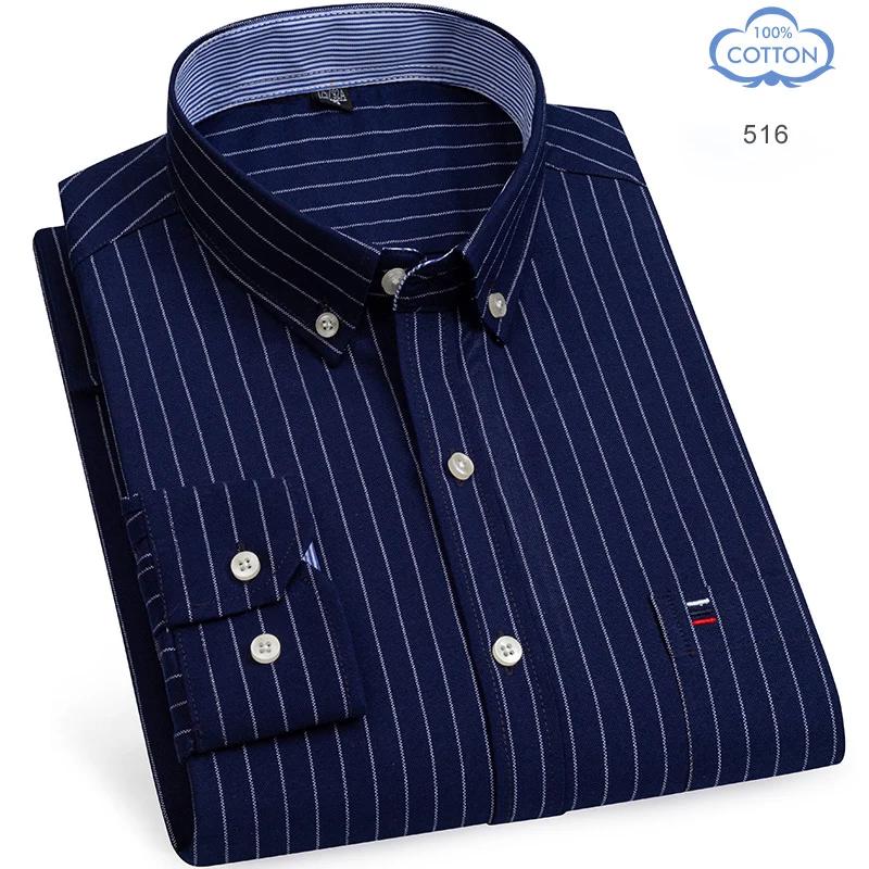 Camisas Oxford de Algodón 100% Puro para Hombre Manga Larga Camisa a Cuadros Rayada Masculina Negocios Tartán Camisa Roja Ropa de Diseño para Hombre