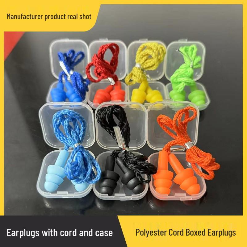 Corded Silicone Earplugs for Noise Reduction, Adult Soundproof TPE with Christmas Tree Design