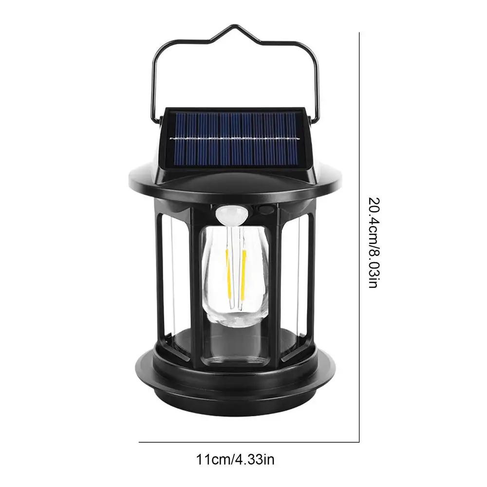 Solar Portable Handheld Vintage Camping Lantern USB Rechargeable Outdoors Tent Light LED Warm Light Night Hiking Fishing Lamp