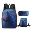 2021 Godzilla Wars King Kong School Bag Three-Piece Combination Set Primary And Secondary School Students Printed Backpack Cartoon School Bag