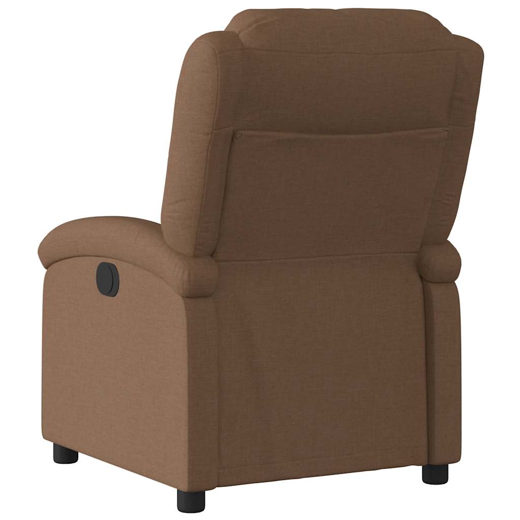 Electric Recliner Chair Brown Fabric