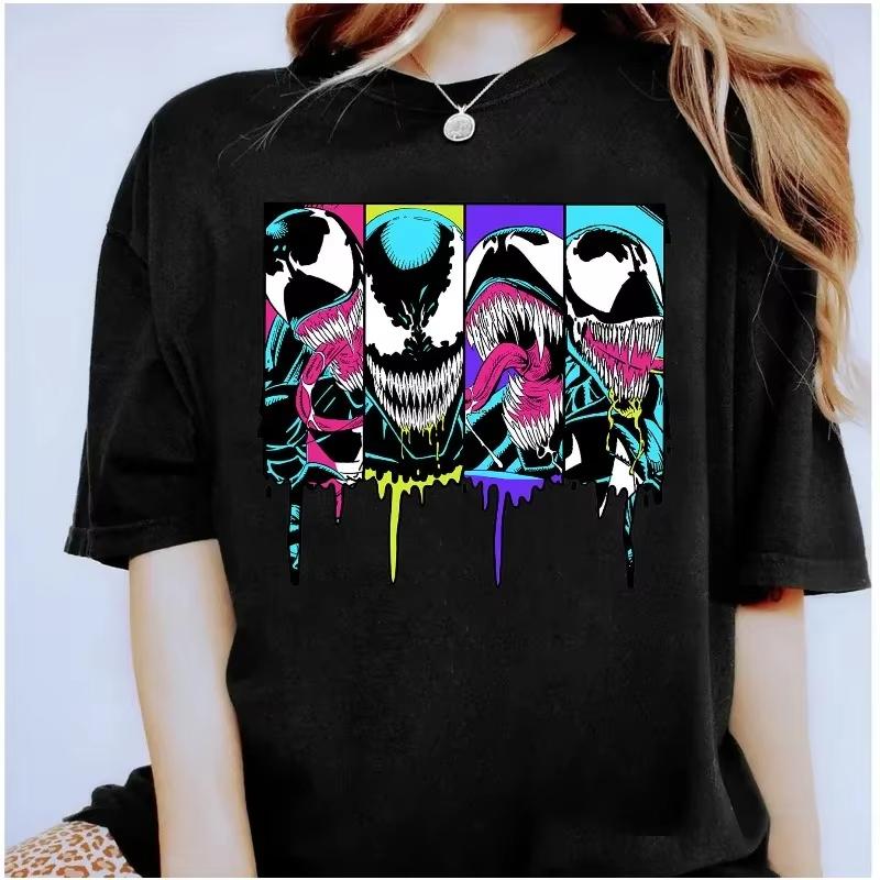 

2026 new Marvel Venom Colorful Droplet Comic Pattern Unisexs Tshirt Suitable for all seasons made of pure casual and fashionable M