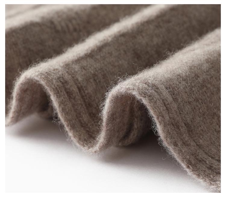 100% Pure Wool Women's Spring-Autumn Mid-Length High-Waisted Pleated A-Line Cashmere Knitted Umbrella Skirt