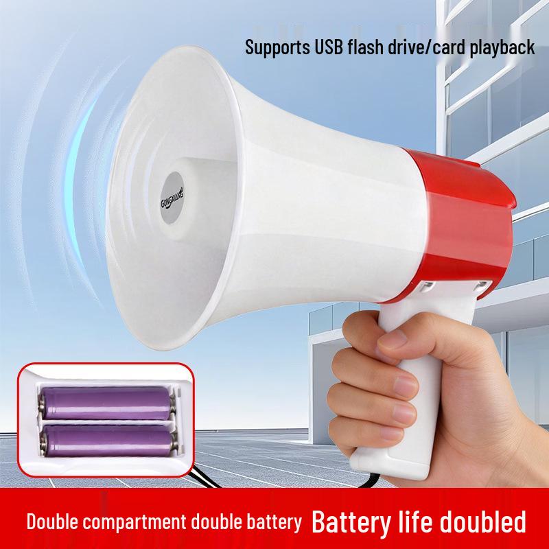 Portable Bluetooth Megaphone with Dual-Chamber Lithium Battery - Rechargeable Handheld Speaker for Outdoor Promotions.