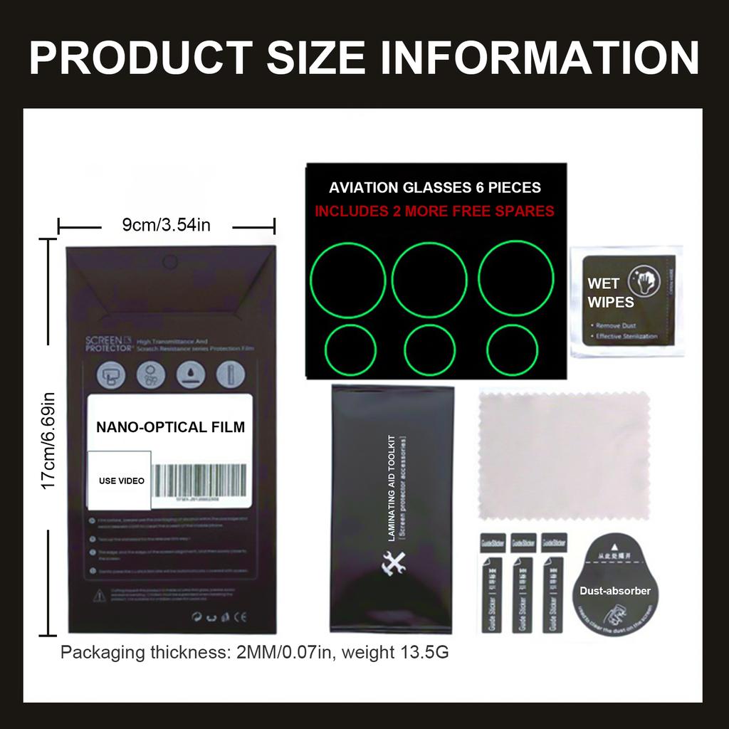 Lens R Glass Film Protective Film with Dust-absorbers & Wet Wipes Scratch Resistant Easy To Apply for Avata 2