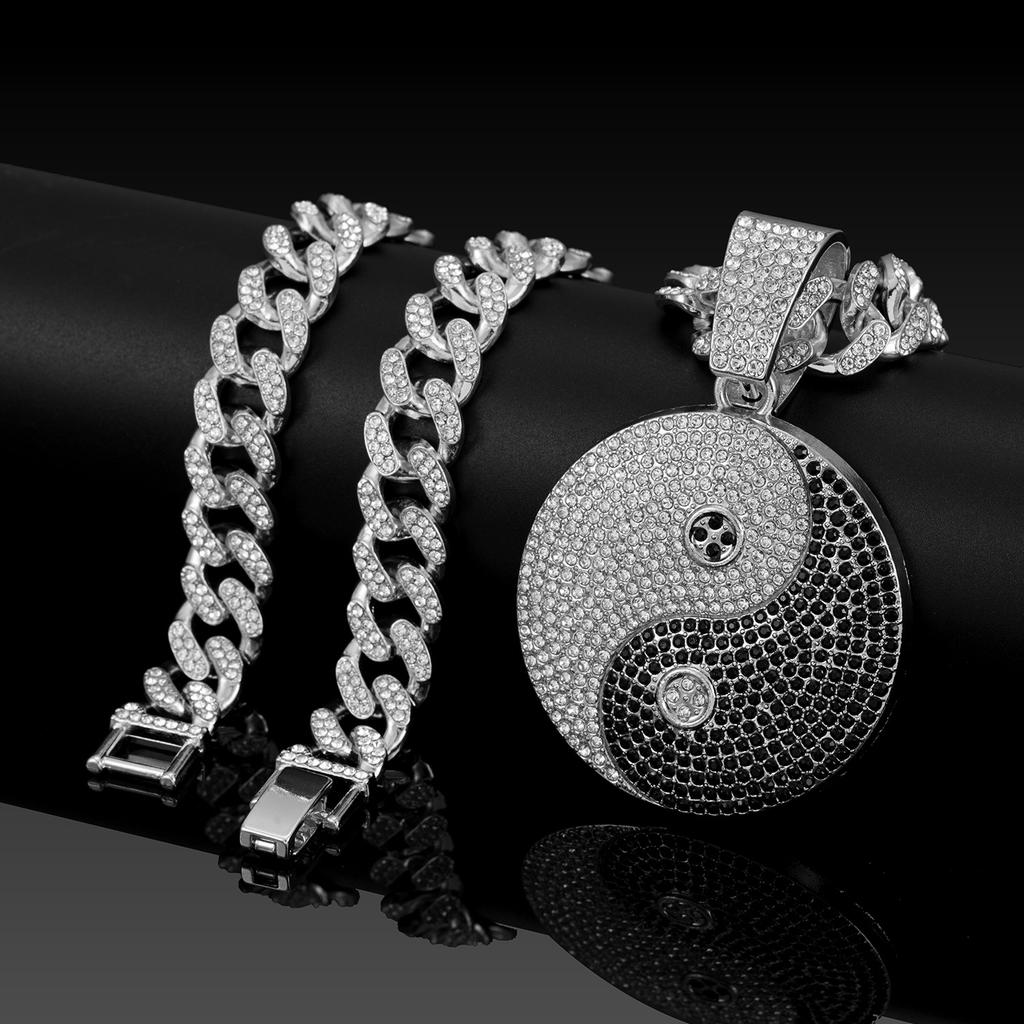 New Men's Hip Hop Cross-Border Trend Tai Chi Diamond Miami Cuban Necklace, Fashion Accessories