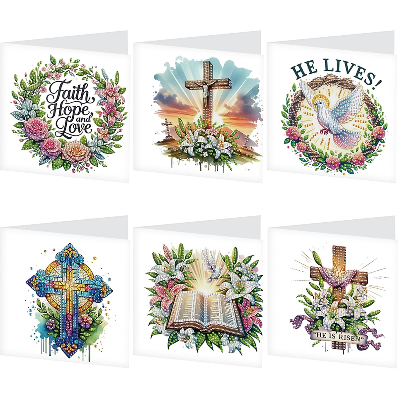 Набор из 6 шт. Открытка-картина «Карусель» со стразами, Алмазная открытка «Ежедневное пожелание», Алмазная живопись, Открытка с поздравлением для семьи, друзей, Подарок