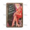 Plaque Murale Métallique Rétro Pin-Up Girl 30x20cm