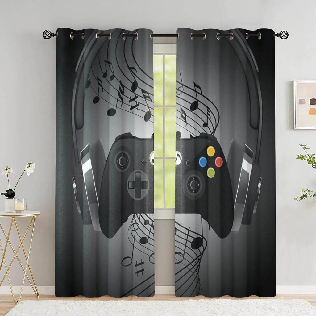 Gamer Curtains for Boys Bedroom Gaming Room Decor High Shading Curtains Playing Video Game Window Drapes Thick Blackout Drape