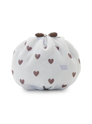 Ribbed Heart Pattern Pouch PWGB262620 BLU F Women's