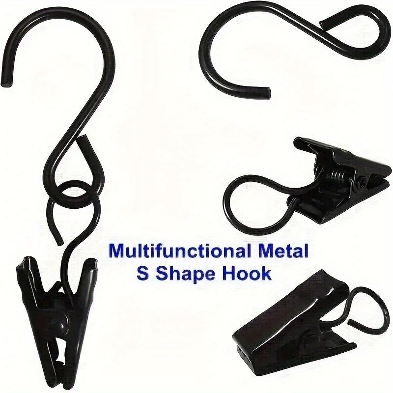 10pcs mini Hanging Multi-functional Storage Metal Hook Curtain Clip, Shower Curtain Hook Clip Outdoor Hanging Decorative Hook Clips