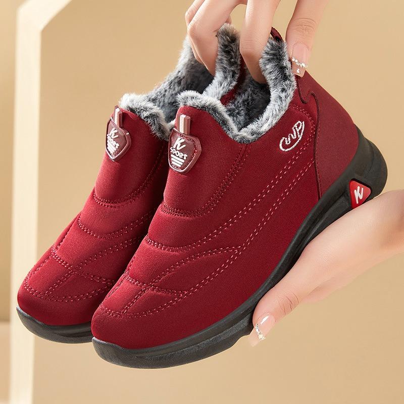 Fashion Mid To Old Age Cotton Shoes In Autumn and Winter Thick Plush  High Top Insulation  Soft Insulation  Comfortable Walking
