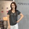 Korean Style Drawstring Modal Short Sleeve Tshirt Cute Slim Fit O Neck T-Shirt Lightweight & Soft Casual Tee Tops for Women Trendy Summer Basic Shirt